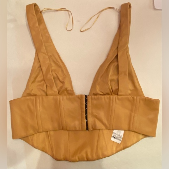 ZARA‎ Corset Faux Leather Crop Top Size Medium - Picture 3 of 8